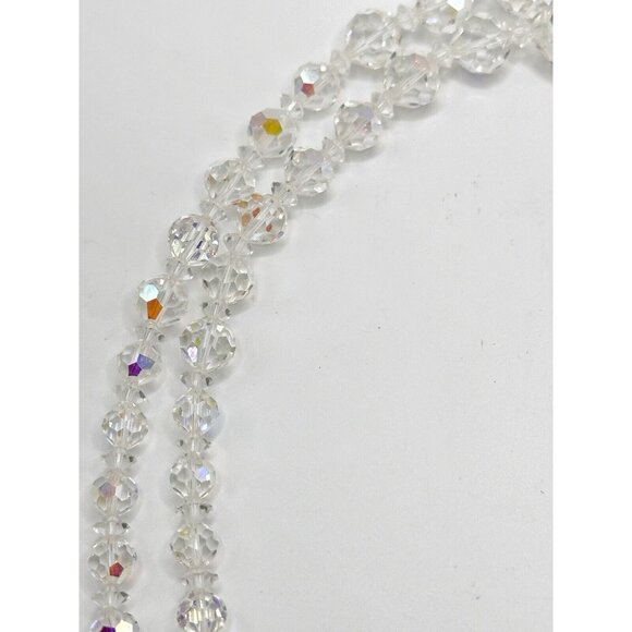 Vendome Vintage Necklace Clear Aurora Borealis‎ Crystal Double Strand FLAW - Picture 4 of 5